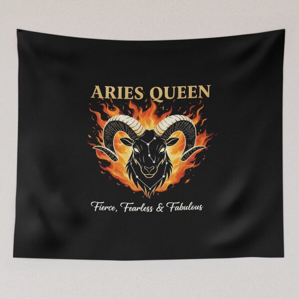 Item preview, ARIES QUEEN Aries Queen - Fiery Ram Zodiac Sign Fire Element fierce, fearless and fabulous designed and sold by Jt41.