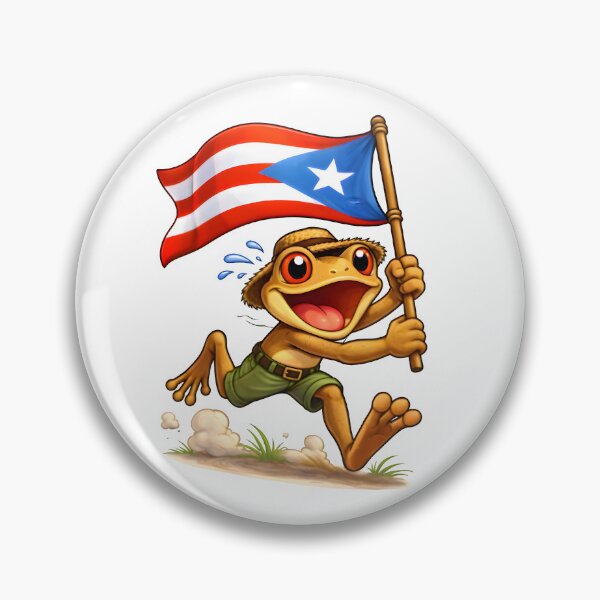 Item preview, Cute Baricua Coqui Frog Running With Puerto Rican Flag Taino designed and sold by TomelaGio.