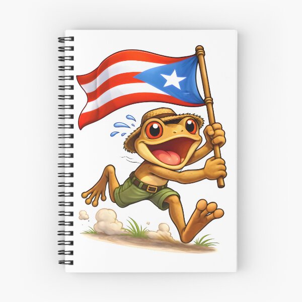 Item preview, Cute Baricua Coqui Frog Running With Puerto Rican Flag Taino designed and sold by TomelaGio.