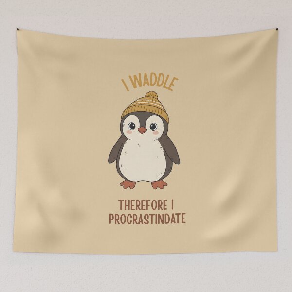 Item preview, I Waddle Therefore I Procrastinate Funny Penguin Pun designed and sold by draft & digital.