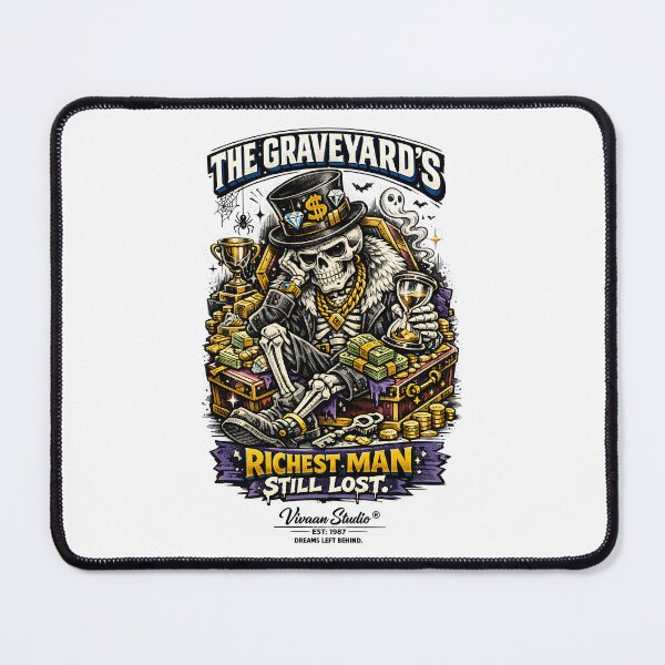 Item preview, The Graveyard's Richest Man Still Lost - Memento Mori Skeleton Art - Stoic Motivational Quote Streetwear Design by Vivaan Studio. designed and sold by Vivaan Studio.