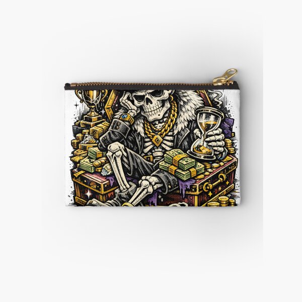Item preview, The Graveyard's Richest Man Still Lost - Memento Mori Skeleton Art - Stoic Motivational Quote Streetwear Design by Vivaan Studio. designed and sold by Vivaan Studio.