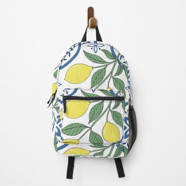 Item preview, Sicilian lemon motifs with blue and white Moroccan tile designed and sold by TeezTales.