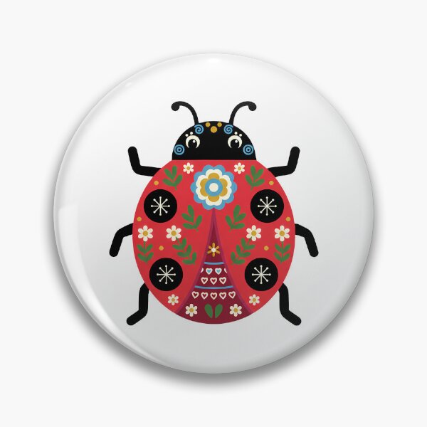 Item preview, Starry Garden Ladybug – Scandinavian Folk Art by heidiannemorris © designed and sold by FOLK ART FUSION by heidiannemorris.