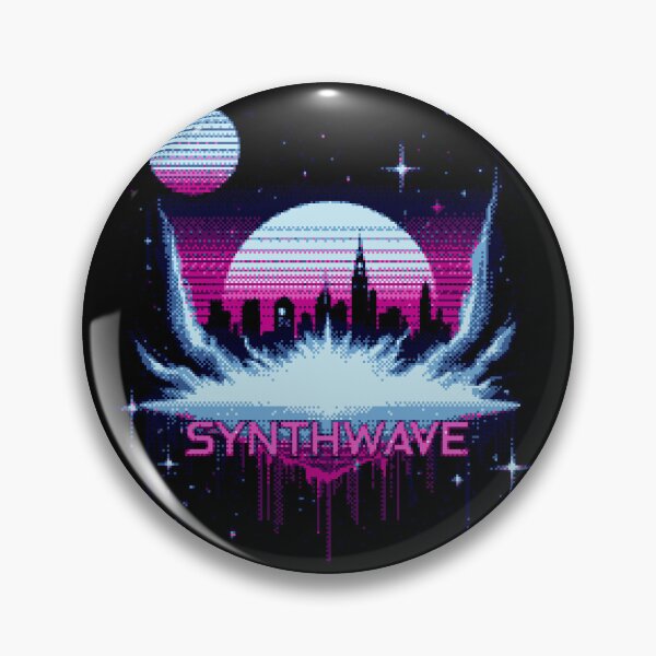 Item preview, Synthwave Retro City with Moon – Pixel Art Design designed and sold by SynthstarShop.