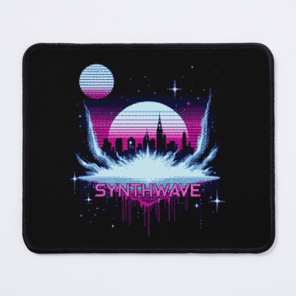 Item preview, Synthwave Retro City with Moon – Pixel Art Design designed and sold by SynthstarShop.