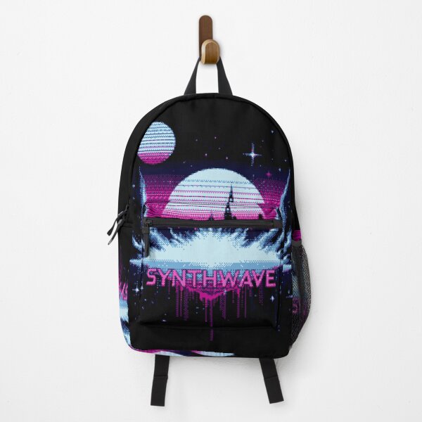 Item preview, Synthwave Retro City with Moon – Pixel Art Design designed and sold by SynthstarShop.