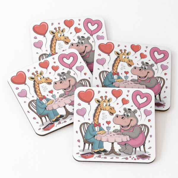 Item preview, Giraffe and Hippo Valentine’s Date – Cute Animal Love   designed and sold by Midnight Veil Designs.