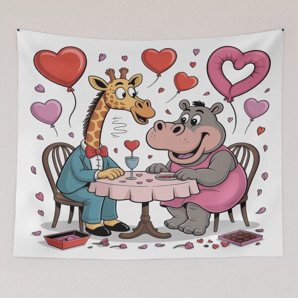 Item preview, Giraffe and Hippo Valentine’s Date – Cute Animal Love   designed and sold by Midnight Veil Designs.