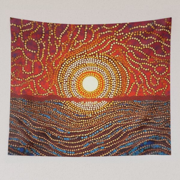 Item preview, Aboriginal Inspired Art - Pointillist Glow Over The Ocean designed and sold by GrinGalore.
