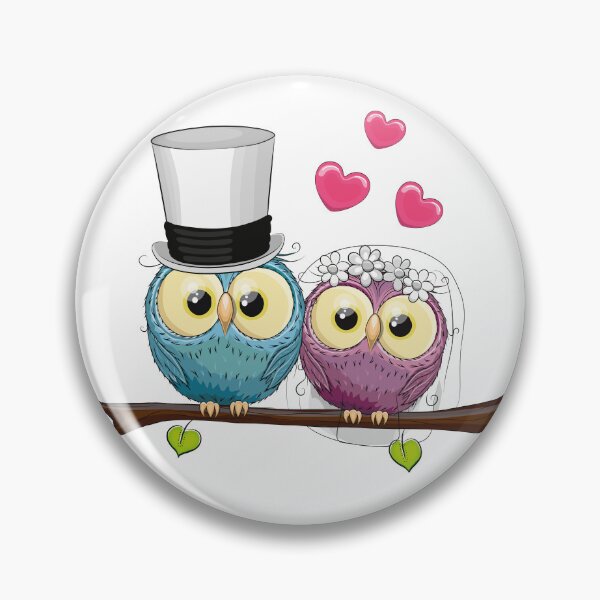 Item preview, Bride Groom Owl Couple Saint Valentine's Day - Cute Kawaii Wedding Love Art Print designed and sold by DesignArtist.ia.