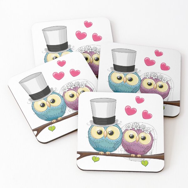 Item preview, Bride Groom Owl Couple Saint Valentine's Day - Cute Kawaii Wedding Love Art Print designed and sold by DesignArtist.ia.