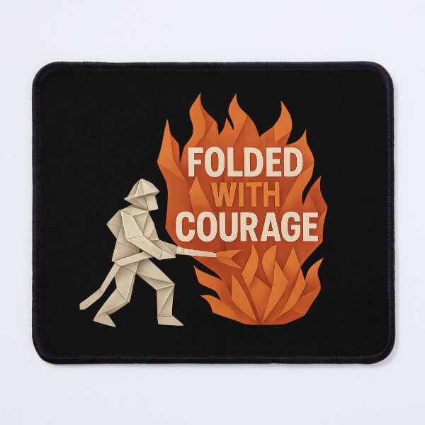 Item preview, Folded With Courage - Origami Firefighter Battling Flames designed and sold by MKreative Studio.