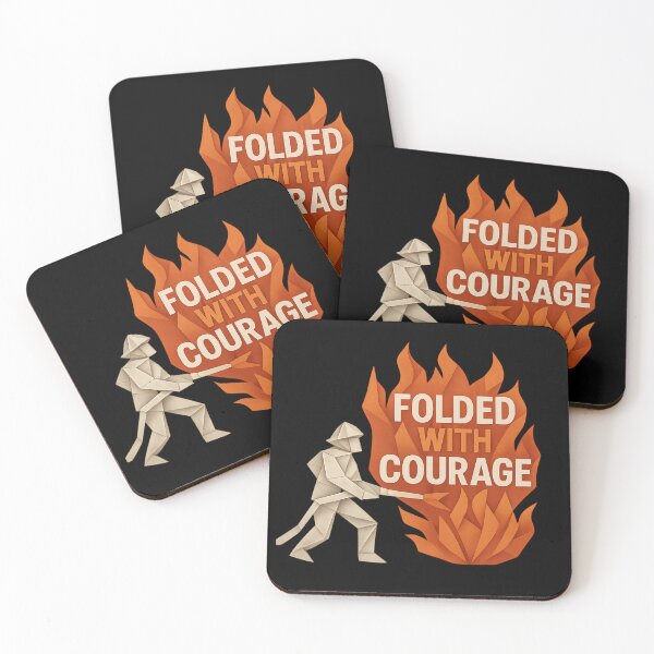 Item preview, Folded With Courage - Origami Firefighter Battling Flames designed and sold by MKreative Studio.