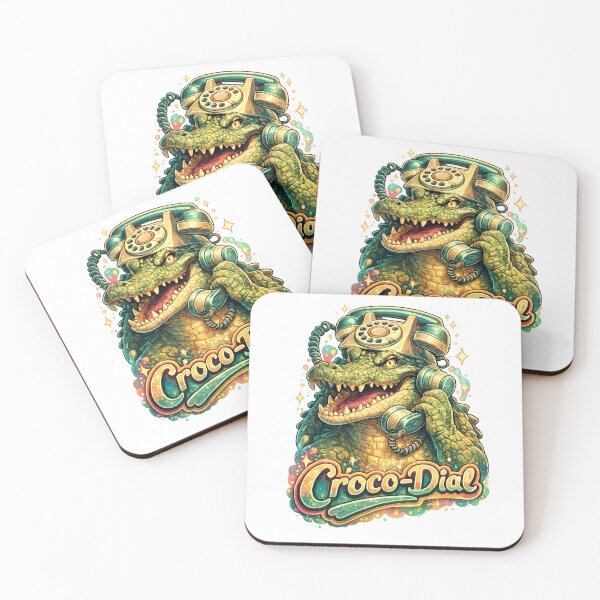 Item preview, Croco-Dial Cute Pun – Funny Crocodile Vintage Telephone Illustration | Retro Animal Humor Art designed and sold by StrayaDesign.