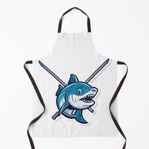 Item preview, Savage Shark Warrior with Crossed Swords – Cartoon Predator Illustration designed and sold by Kavya Art.