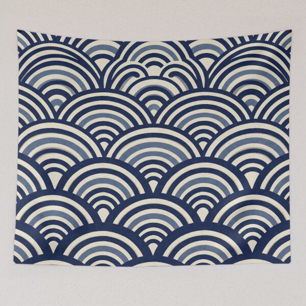 Item preview, Japanese Seigaiha Wave Pattern designed and sold by Nice Vibes Prints.