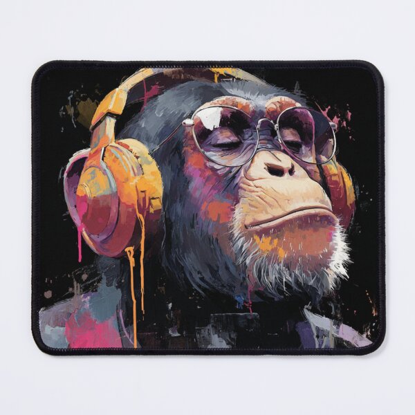 Item preview, DJ Monkey Business Ape In Glasses And Gold Headphones designed and sold by GrinGalore.