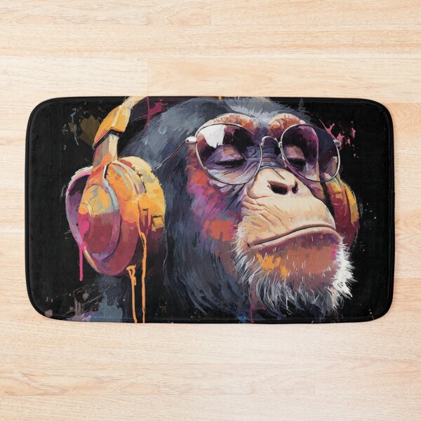 Item preview, DJ Monkey Business Ape In Glasses And Gold Headphones designed and sold by GrinGalore.