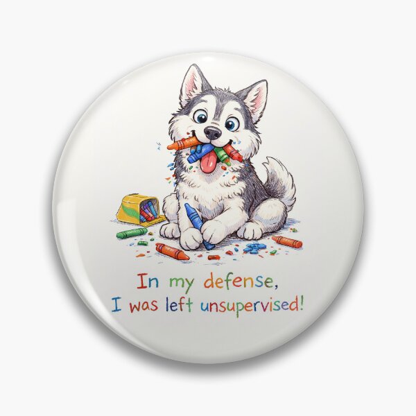 Item preview, In My Defense, I Was Left Unsupervised - Husky Dog Eats Crayons designed and sold by nikkolaus.