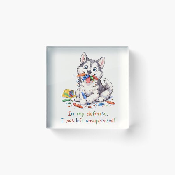 Item preview, In My Defense, I Was Left Unsupervised - Husky Dog Eats Crayons designed and sold by nikkolaus.