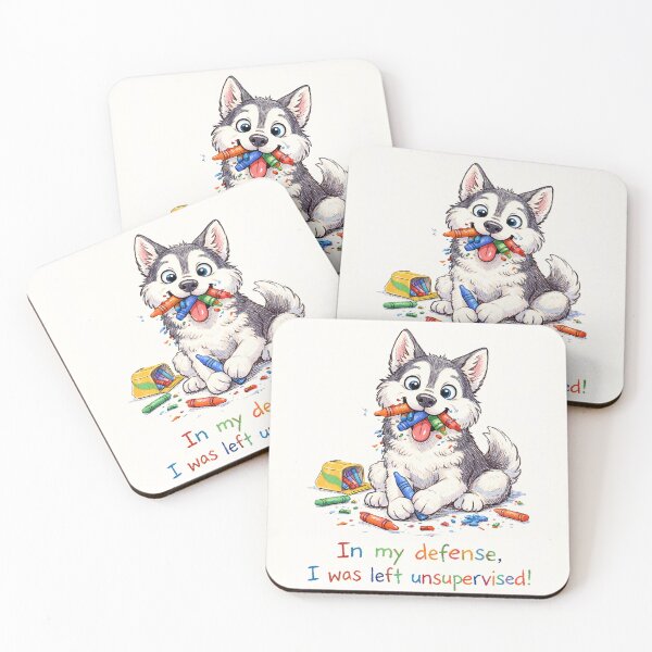 Item preview, In My Defense, I Was Left Unsupervised - Husky Dog Eats Crayons designed and sold by nikkolaus.