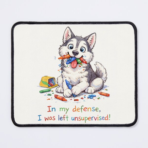 Item preview, In My Defense, I Was Left Unsupervised - Husky Dog Eats Crayons designed and sold by nikkolaus.