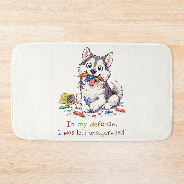 Item preview, In My Defense, I Was Left Unsupervised - Husky Dog Eats Crayons designed and sold by nikkolaus.