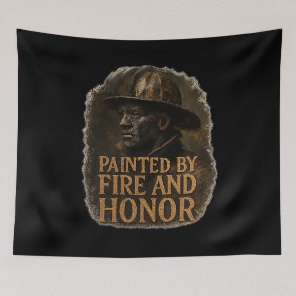 Item preview, Painted by Fire and Honor - Dramatic Firefighter Portrait designed and sold by MKreative Studio.