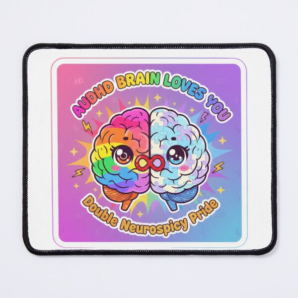 Item preview, AuDHD Brain Loves You Double Neurospicy Pride Sticker designed and sold by OrikuStudio.