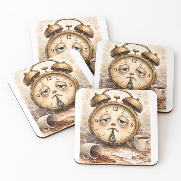 Item preview, Clock sad bad time coffee alarm  designed and sold by ArtBlueCloud.