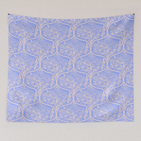 Item preview, Boho Meadow Greek Mediterranean Wildflowers in Lavender Blue designed and sold by KaroLeenaDesign.