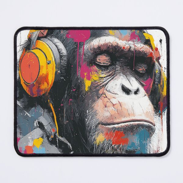 Item preview, DJ Monkey Chill Ape Splash With Gold Headphones designed and sold by GrinGalore.