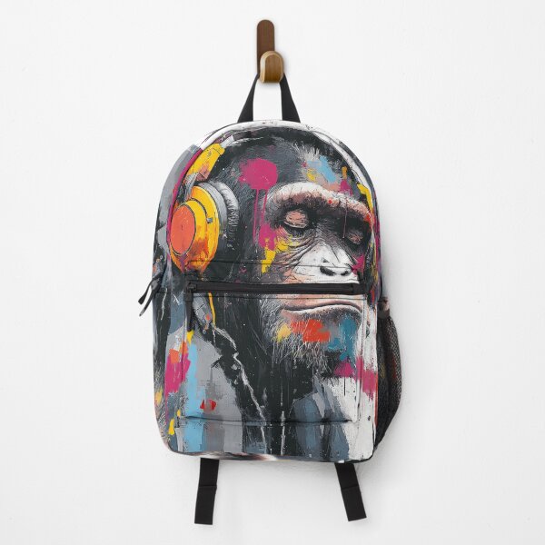 Item preview, DJ Monkey Chill Ape Splash With Gold Headphones designed and sold by GrinGalore.