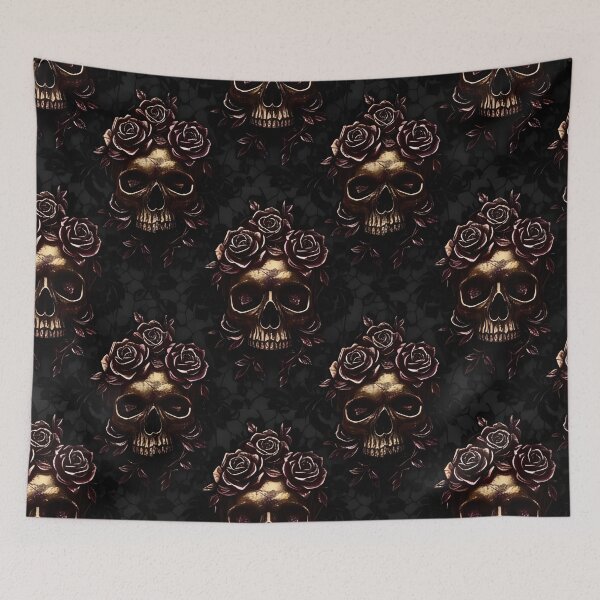 Item preview, Golden Skull Roses Gothic Love designed and sold by Good Vibes .