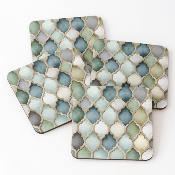 Item preview, Modern Mediterranean Lattice Watercolor Art Print designed and sold by Elentiya-art.