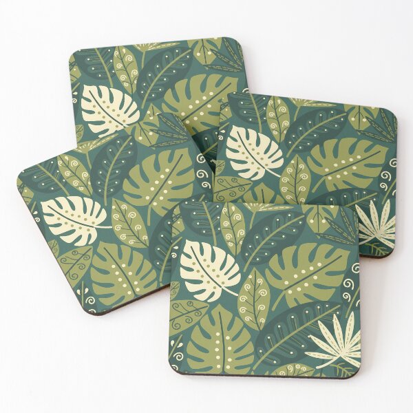Item preview, Monstera Tropical Botanic Pattern - Scandinavian Folk Art by heidiannemorris © designed and sold by FOLK ART FUSION by heidiannemorris.