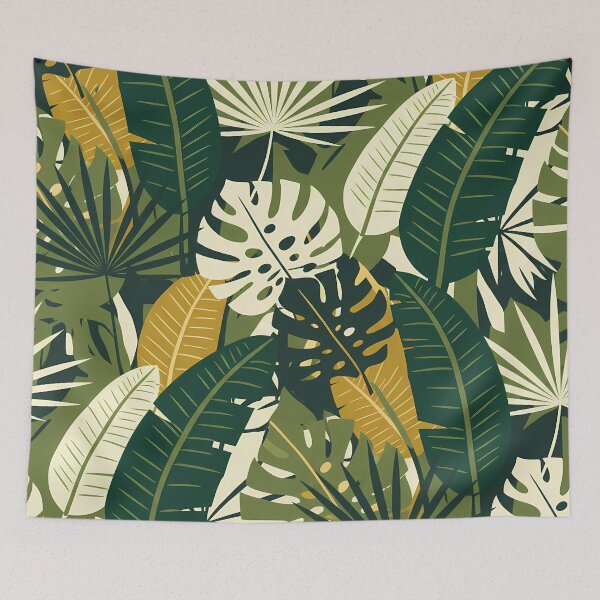 Item preview, Monstera Tropical Botanic Pattern - Scandinavian Folk Art by heidiannemorris © designed and sold by FOLK ART FUSION by heidiannemorris.