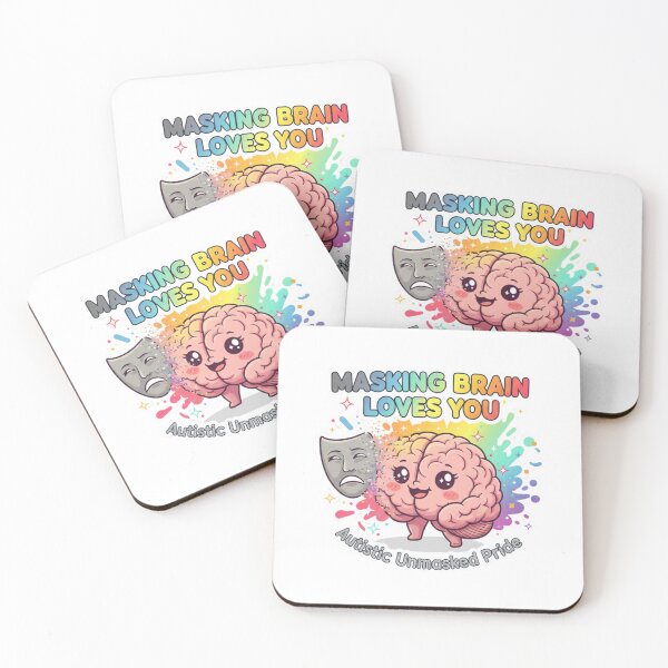 Item preview, Masking Brain Loves You Autistic Unmasked Pride Sticker designed and sold by OrikuStudio.