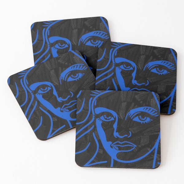 Item preview, Mind Lines - Abstract Blue Minimalist Face Art designed and sold by PopOutDreams.