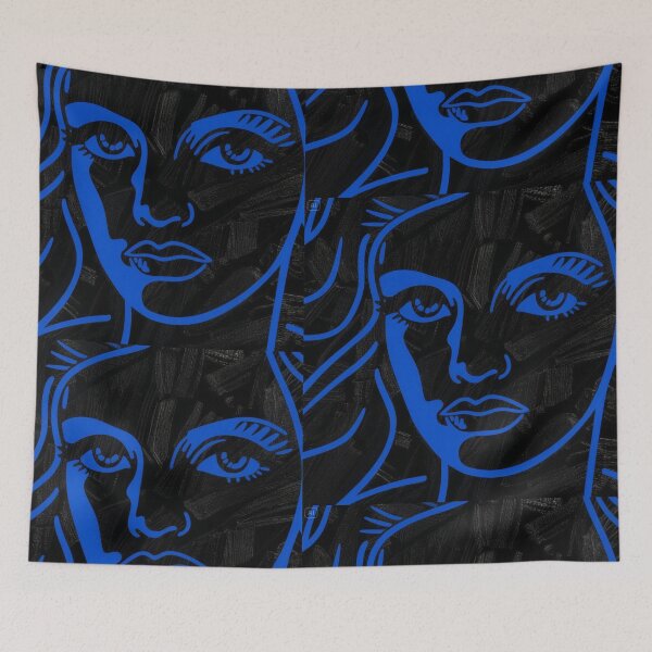Item preview, Mind Lines - Abstract Blue Minimalist Face Art designed and sold by PopOutDreams.