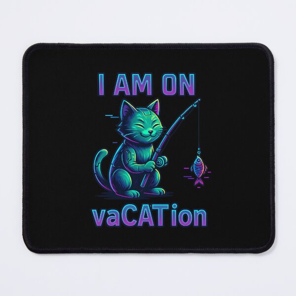 Item preview, I Am On vaCATion – Neon Fishing Cat Shirt | Funny Cat Vacation T-Shirt designed and sold by SVALANART.