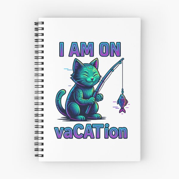 Item preview, I Am On vaCATion – Neon Fishing Cat Shirt | Funny Cat Vacation T-Shirt designed and sold by SVALANART.