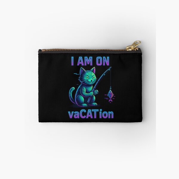 Item preview, I Am On vaCATion – Neon Fishing Cat Shirt | Funny Cat Vacation T-Shirt designed and sold by SVALANART.