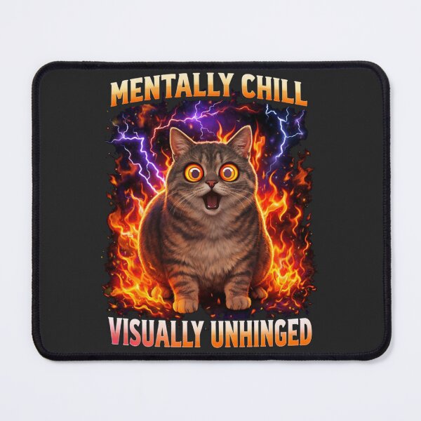 Item preview, Mentally Chill Visually Unhinged Cat Funny Graphic T-Shirt designed and sold by KDesignCrafts.