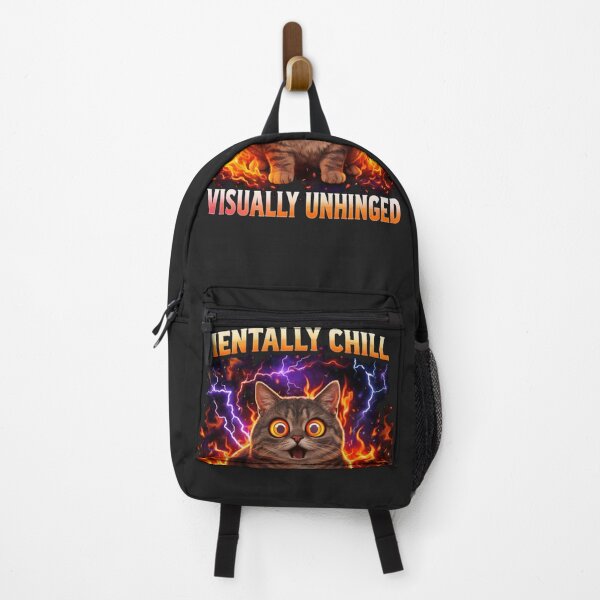 Item preview, Mentally Chill Visually Unhinged Cat Funny Graphic T-Shirt designed and sold by KDesignCrafts.
