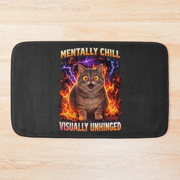 Item preview, Mentally Chill Visually Unhinged Cat Funny Graphic T-Shirt designed and sold by KDesignCrafts.