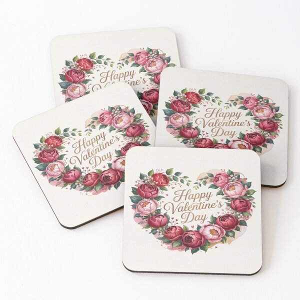 Item preview, Happy Valentine's Day Floral Heart Wreath – Romantic Peony Design   designed and sold by Midnight Veil Designs.