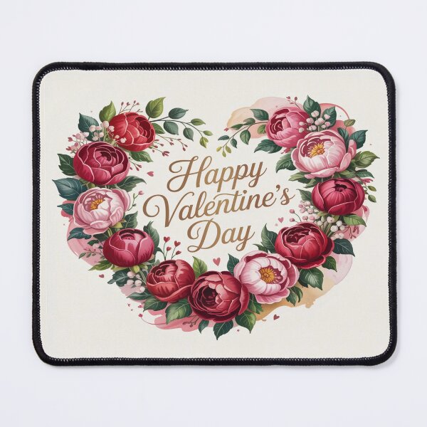Item preview, Happy Valentine's Day Floral Heart Wreath – Romantic Peony Design designed and sold by Midnight Veil Designs.