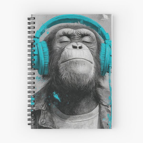 Item preview, DJ Monkey Chill Ape With Teal Headphones designed and sold by GrinGalore.